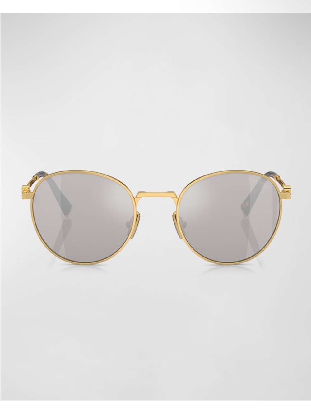 Miu Miu Gold Rim Round Sunglasses - full inclusion with shopping bag - Picture 5 of 14